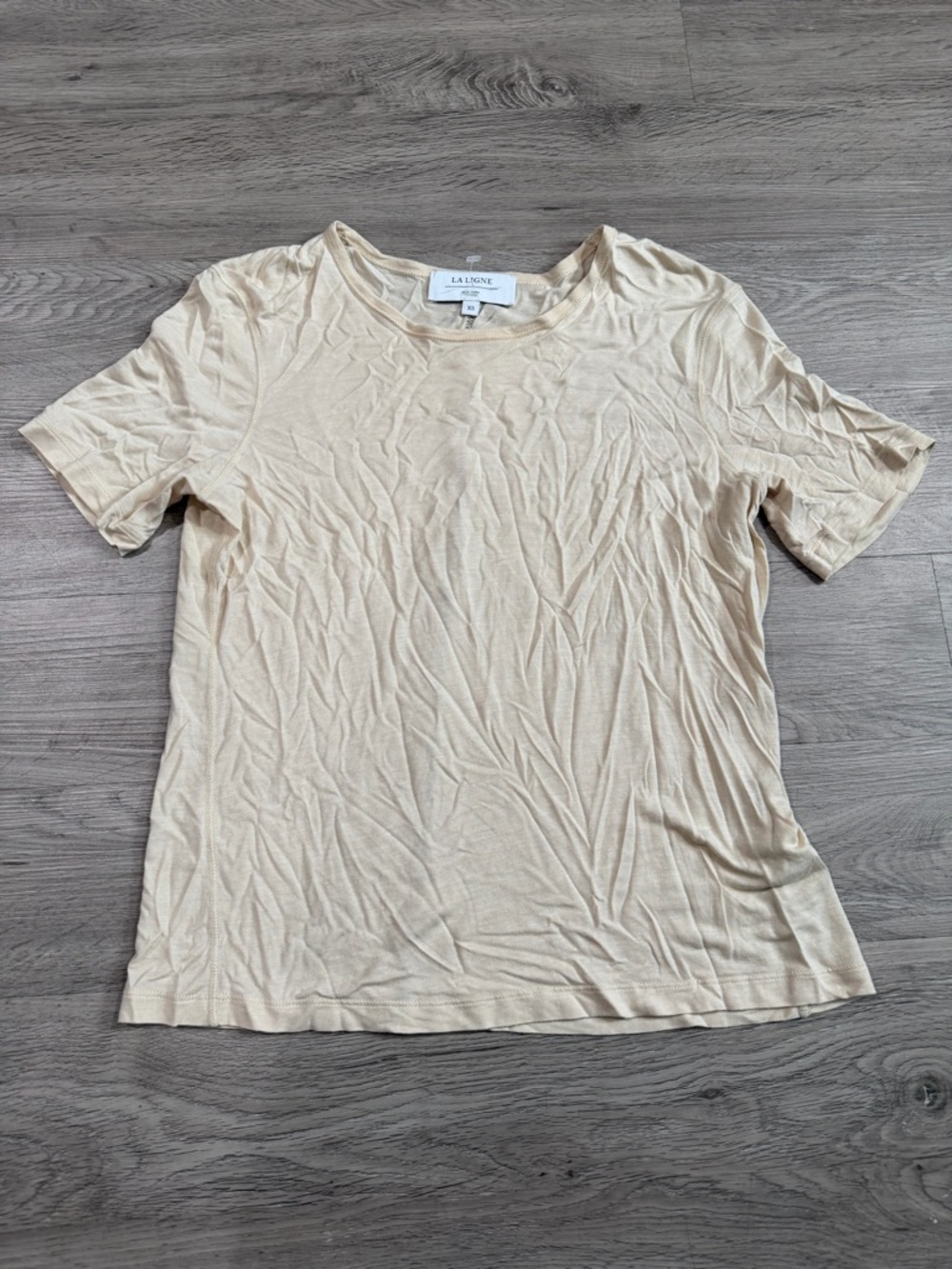La Ligne Cream Short Sleeve Crewneck Tee